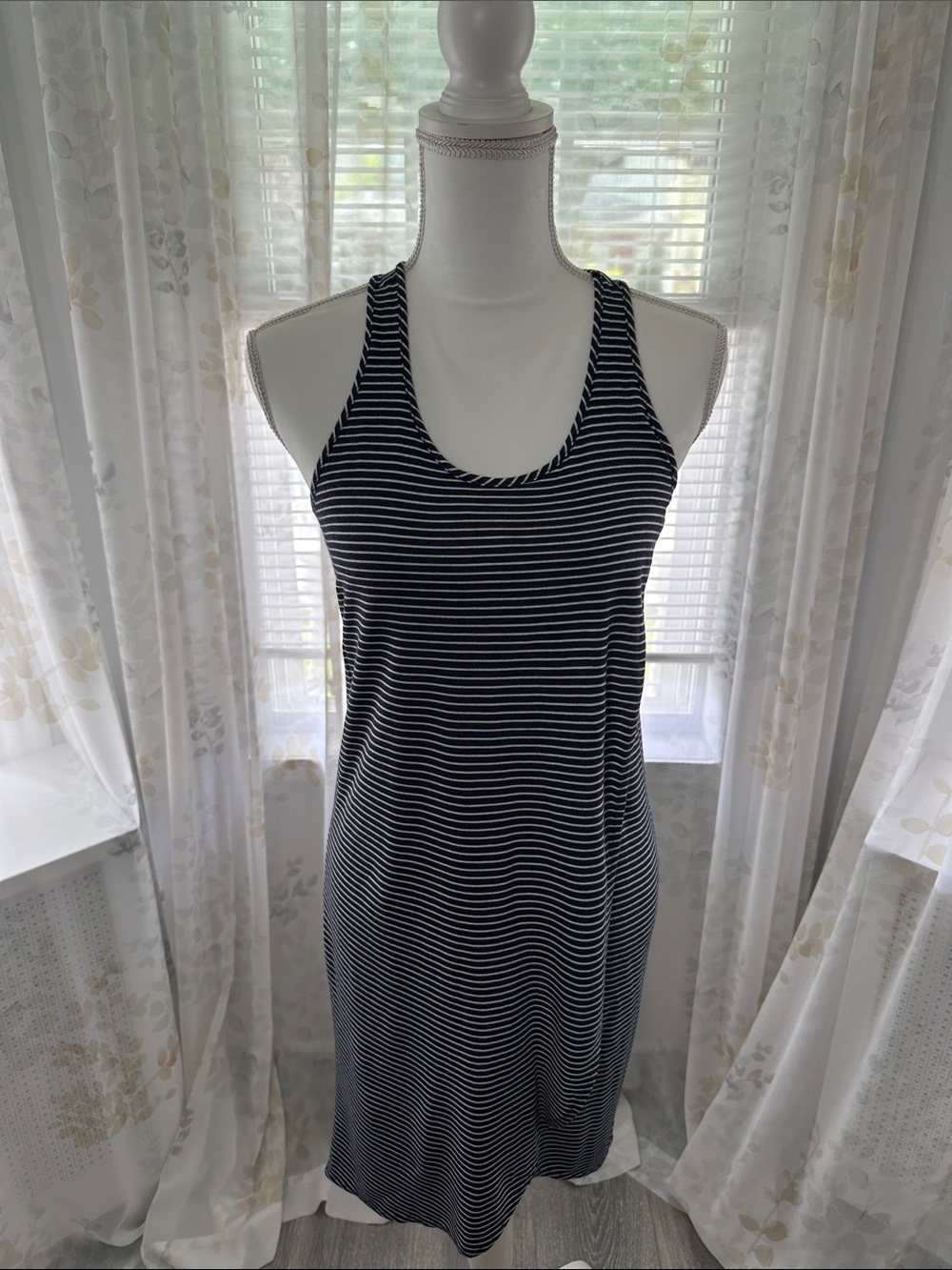 Blue & White Striped Racerback Tank Dress
